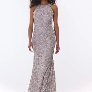 Xscape Silver Embellished Maxi Dress